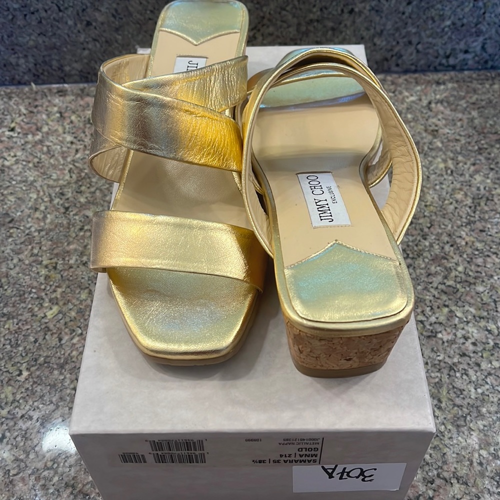 Nwt new in box gold jimmy choo wedge